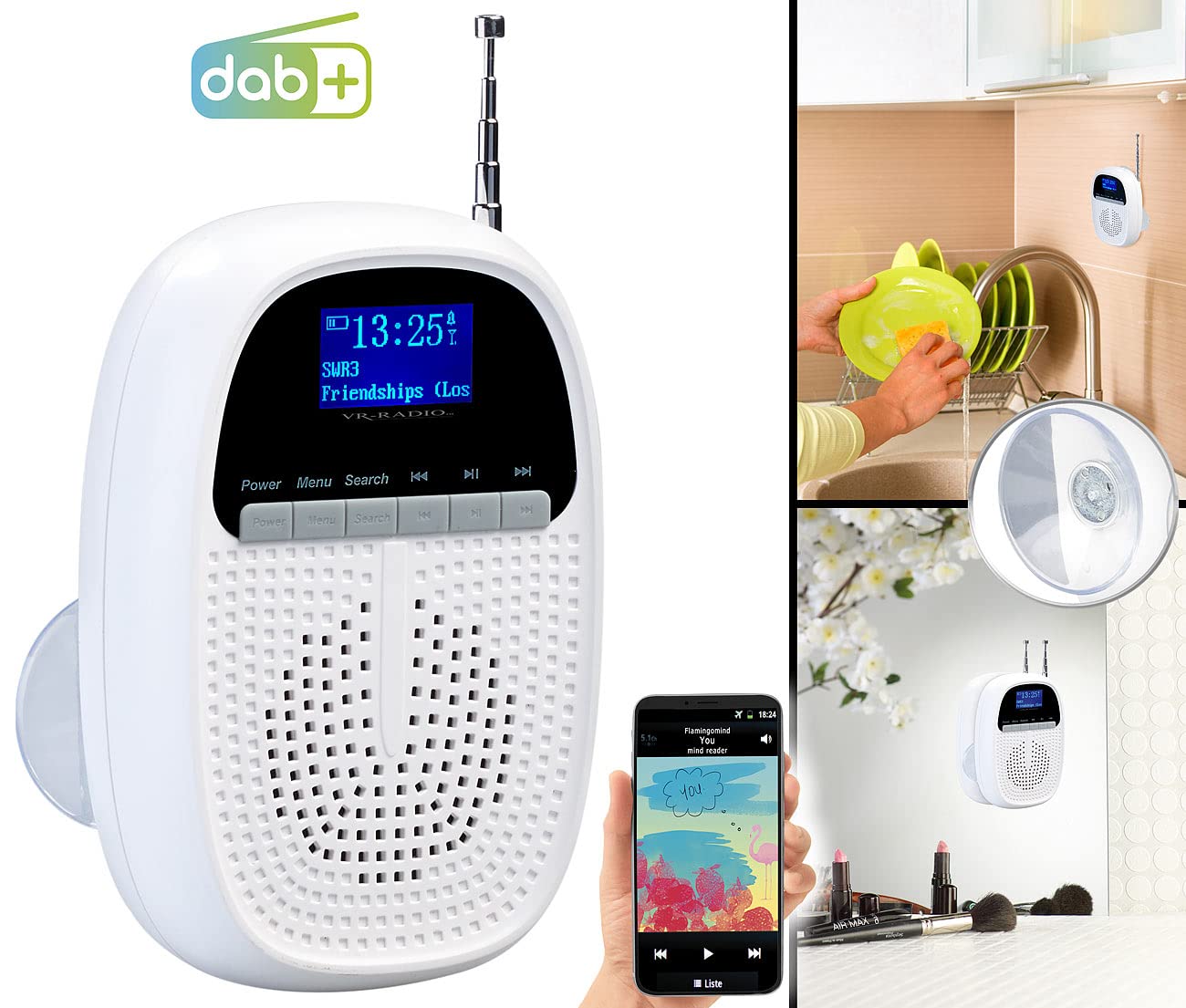 Radio DAB+/FM de salle de bain avec bluetooth 5.0 MPS-810.bt [VR-Radio]