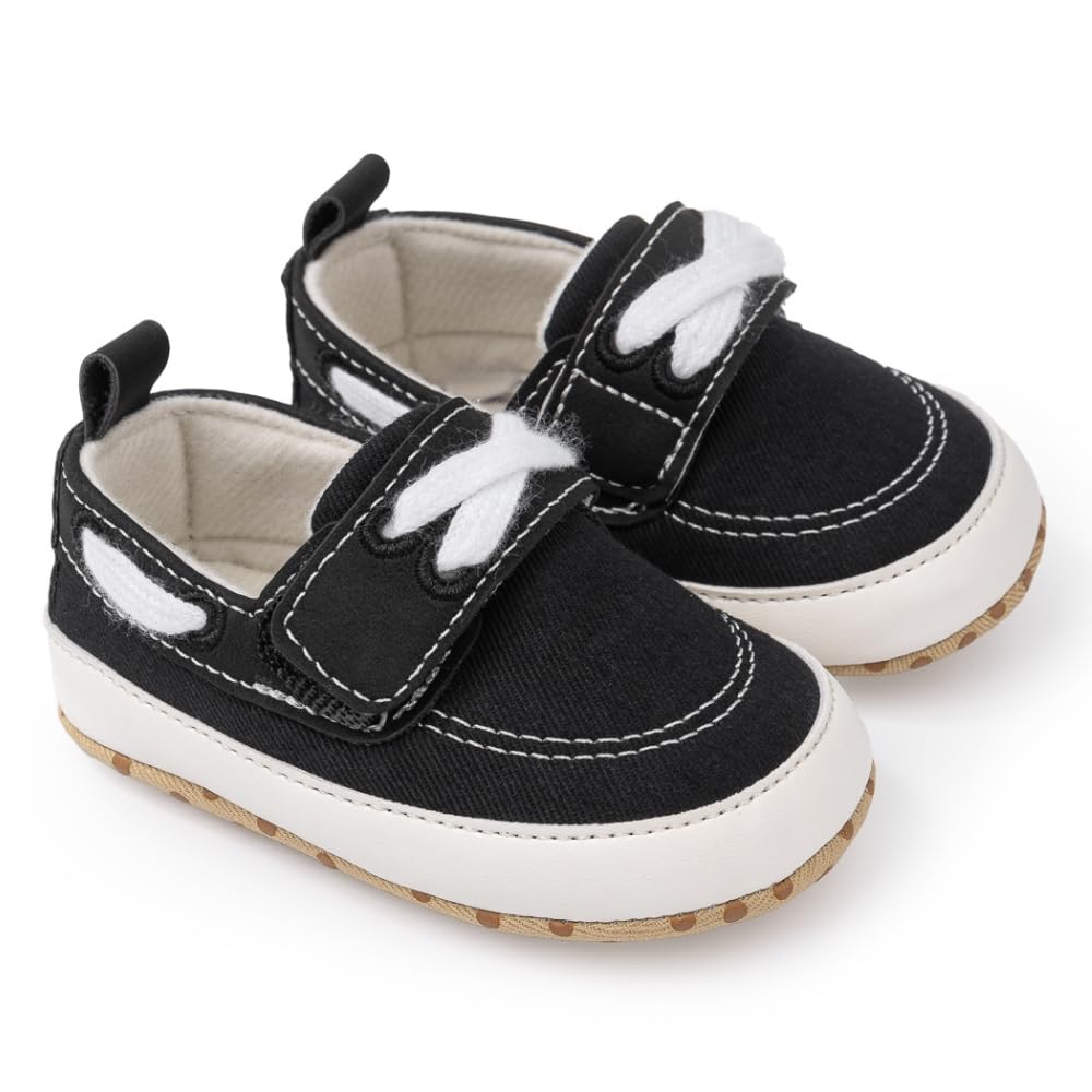 6 To 12 Months Baby Boys & Baby Girls Black Hook & Loop Anti Slip Shoe Booties-BT5455-image-24