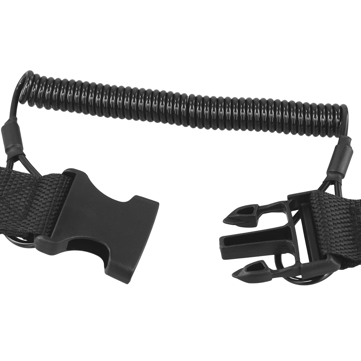 QWORK® Set 2pz Cordino da Immersione con Clip di Sgancio Rapido - Cordino Spirale per Attrezzatura Subacquea, Fotocamere, Torce e Strumenti, Nero