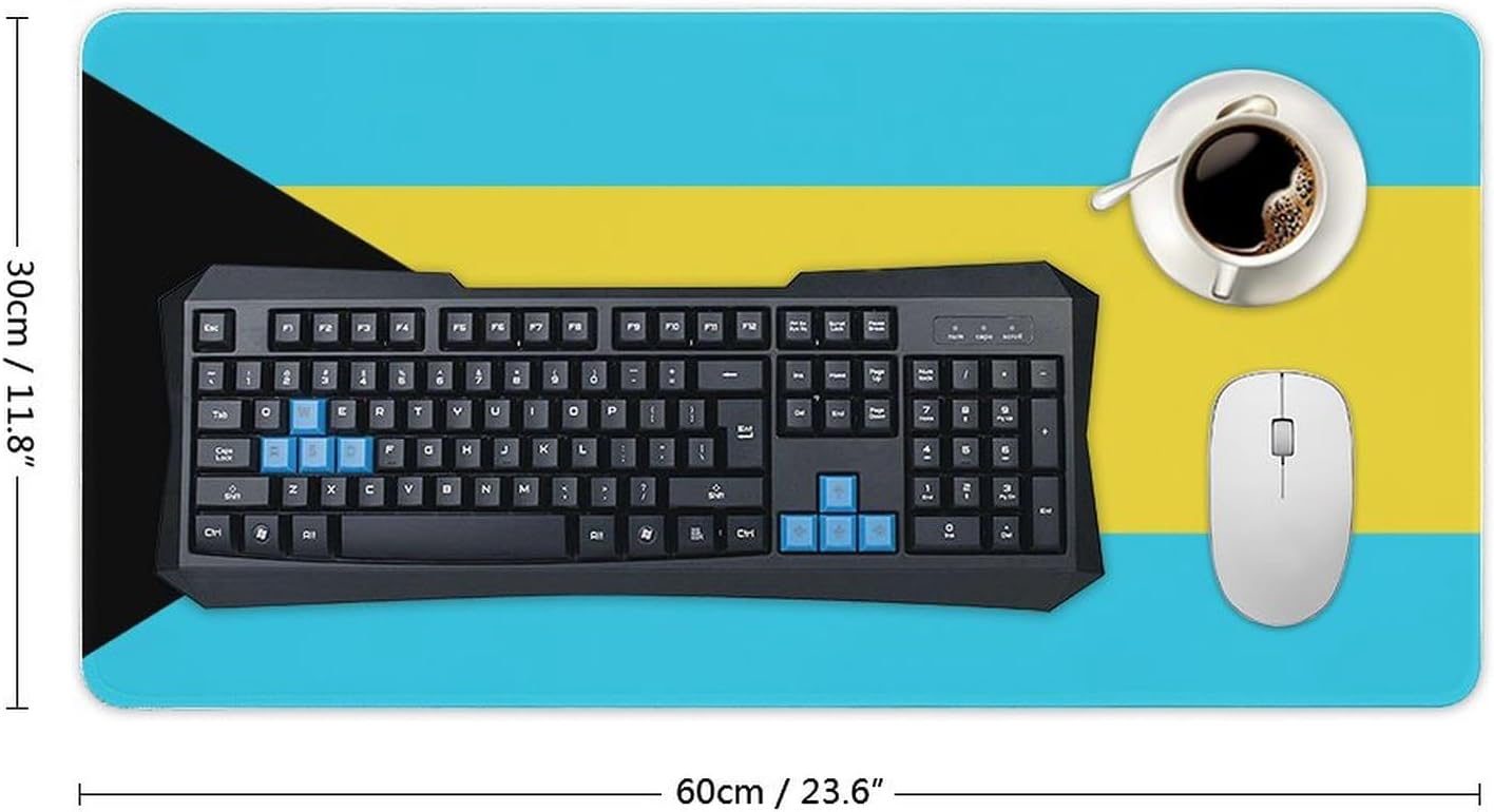 Bahamas Flag Sea Blue Fashionable Anti Slip Table Mat, Waterproof Mouse Protection Pad 30x60cm