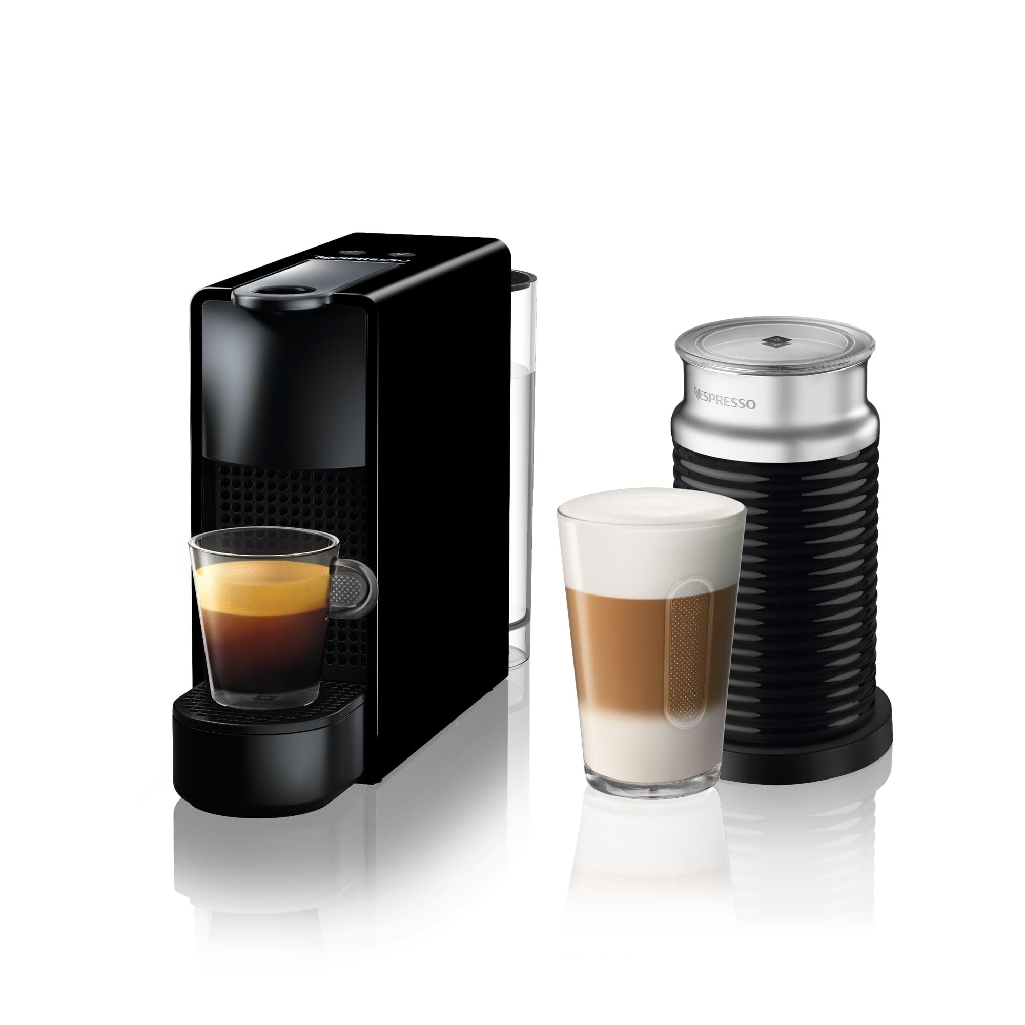 Essenza Mini Black Capsule Coffee Machine with Aeroccino