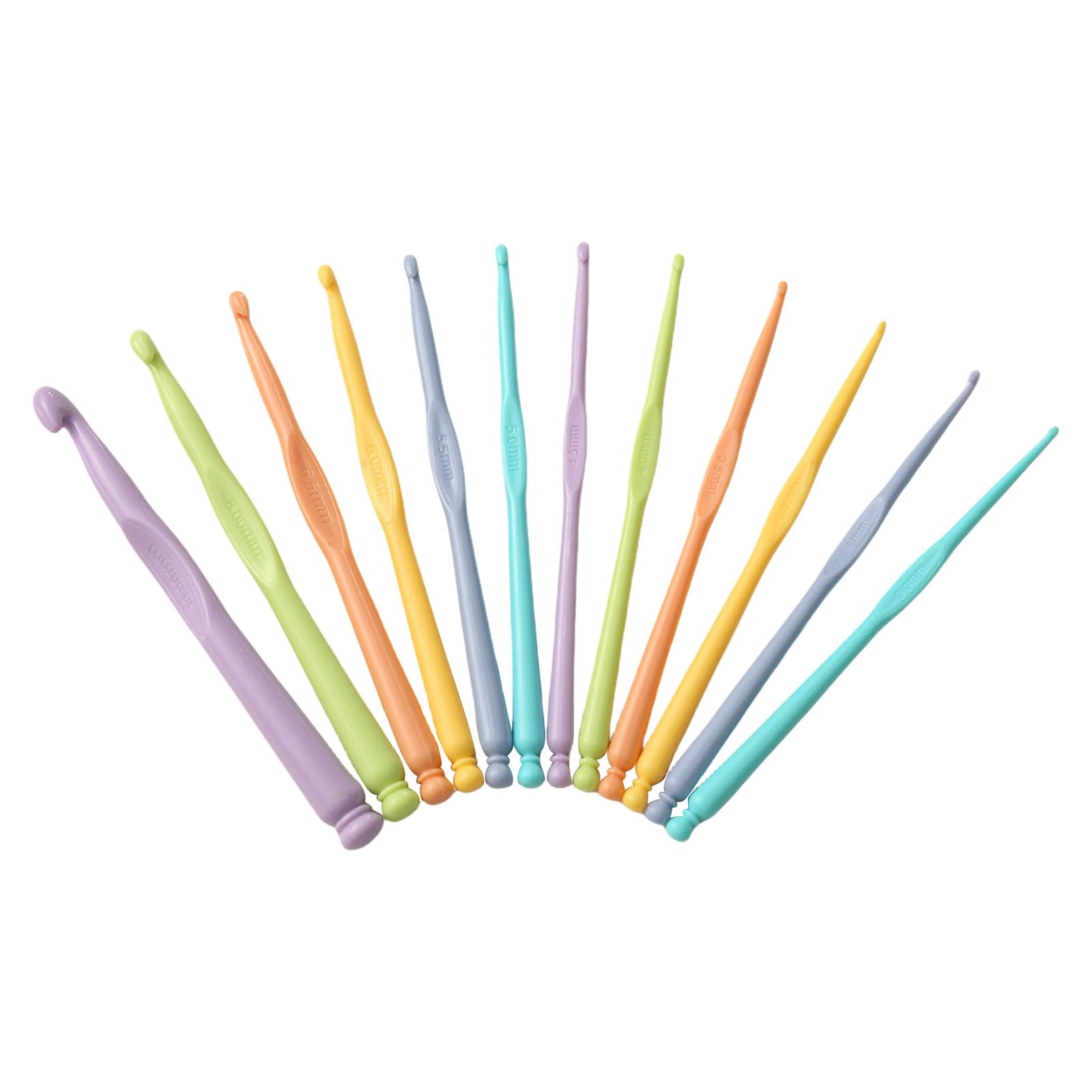 12Pcs Professional Long Handle Crochet Hook 2.0mm-10mm Ergonomic Crochet Hook Set Needle for Beginner