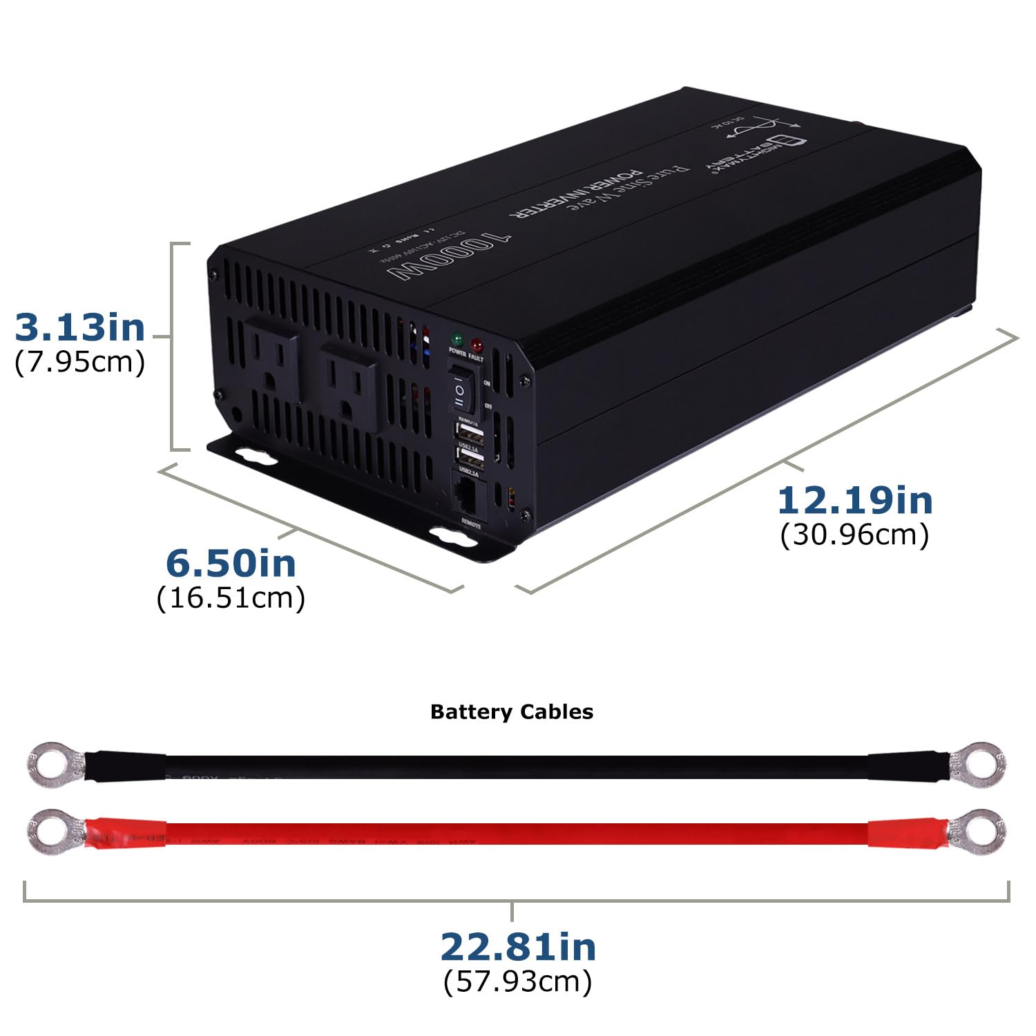 Mighty Max Battery 12V 1000 Watt Pure Sine Wave Inverter for Boats