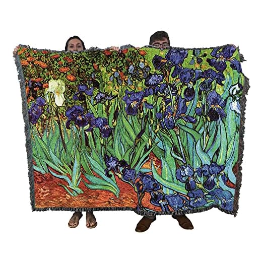 Irises Blanket by Vincent Van Gogh - Fine Art Gift Tapestry Throw Woven from Cotton - Made in The USA (72x54)