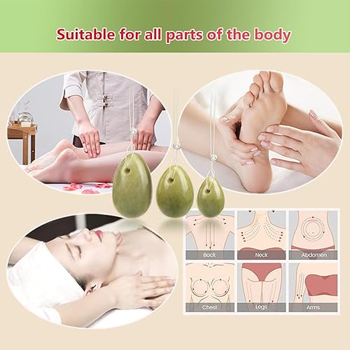 Miniatura 2 de ZORZA 3 huevos de masaje de piedra de jade masaje piedra natural estrés ejercicio bolas para mujeres