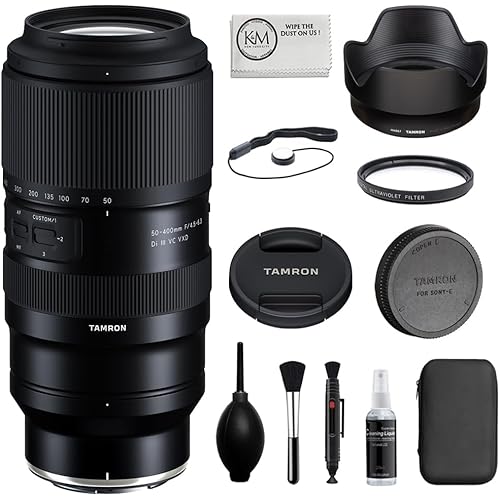 Tamron 50-400mm f/4.5-6.3 Di III VC VXD Lens Compatible with Nikon Z Mount Bundled with 67mm UV Filter + Camera Cleaning Kit + Lens Pen + Lens Cap Keeper + Microfiber Cleaning Cloth (6 Items)
