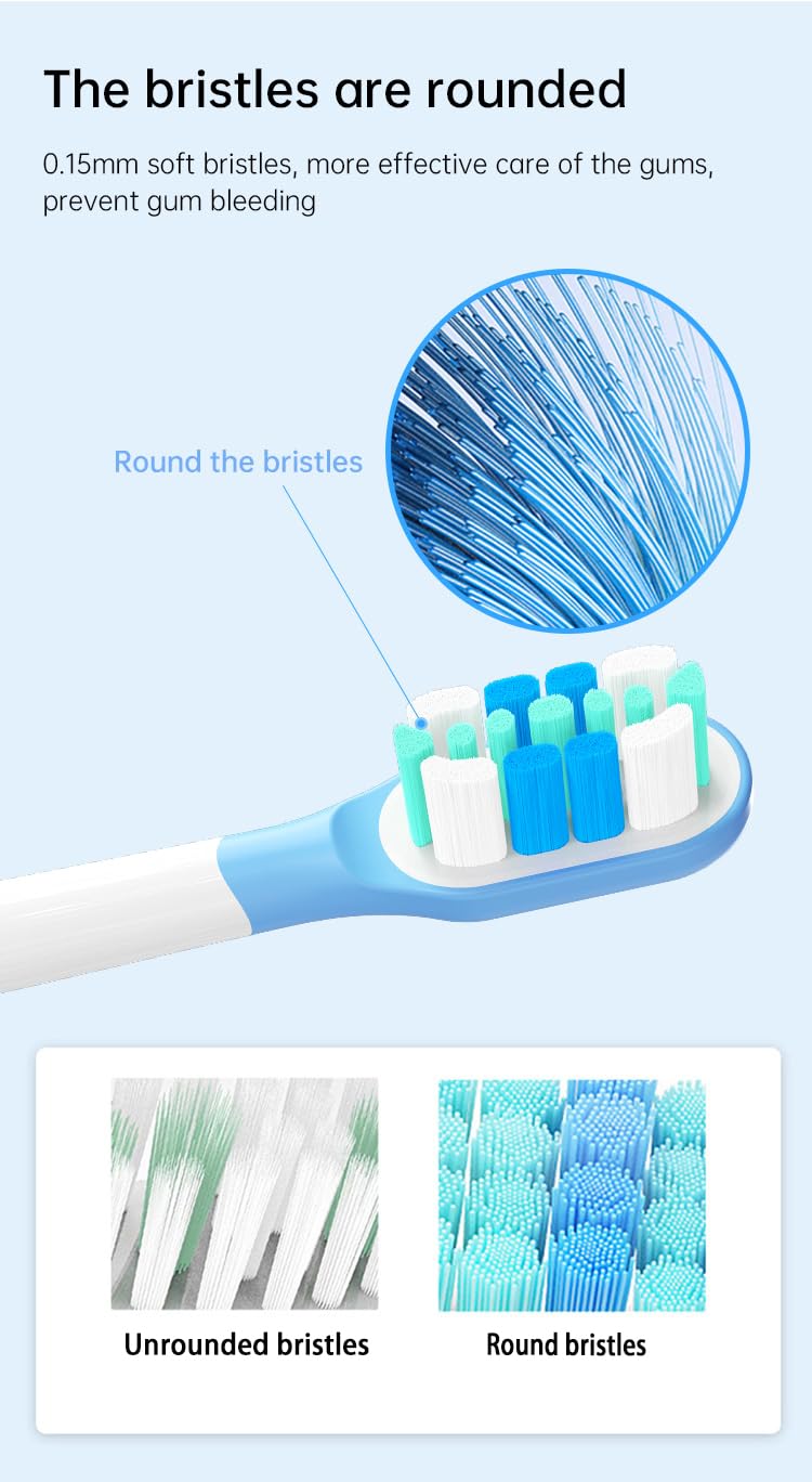Testine di ricambio compatibili con Xiaomi Mijia T300 T500 Series Sonic Electric Brush Handles 8 PCS (rosa, Medium2)