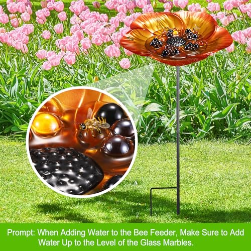 Alimentador de abelha com design de flor, estação de irrigação de pássaros vívidos de ferro, mini co