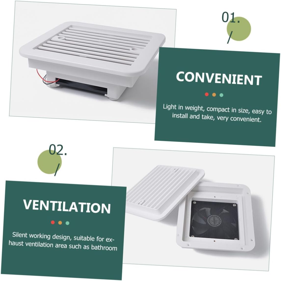 8-inch 12v Rv Roof Ventilation Fan with Blades, Silent Bathroom Exhaust Fan Replacement for Rv Bathroom and Garage Air Ventilation