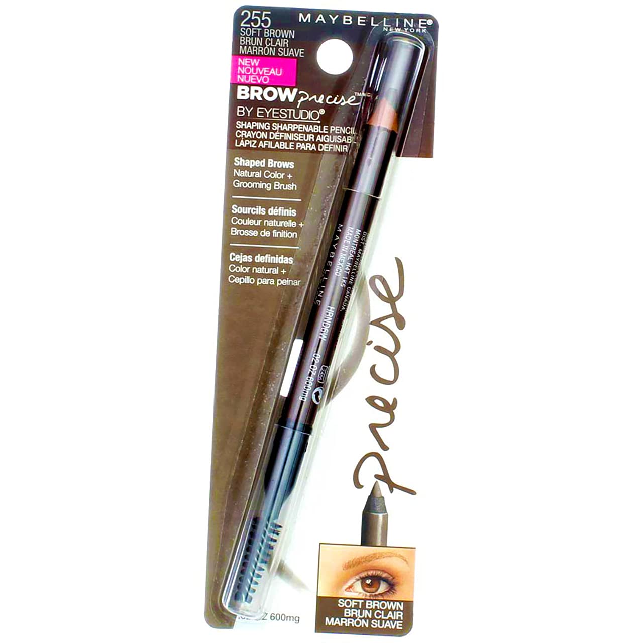Maybelline Eyestudio Brow Precise Shaping Pencil - 255 Soft Brown (Pack of 2), 2 count (Pack of 1) - Image 3