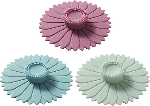 Juego de 3 fundas de silicona con diseño de girasol para tazas, tazas, teteras, fundas flexibles para tazas, tapas de tazas calientes para café y té