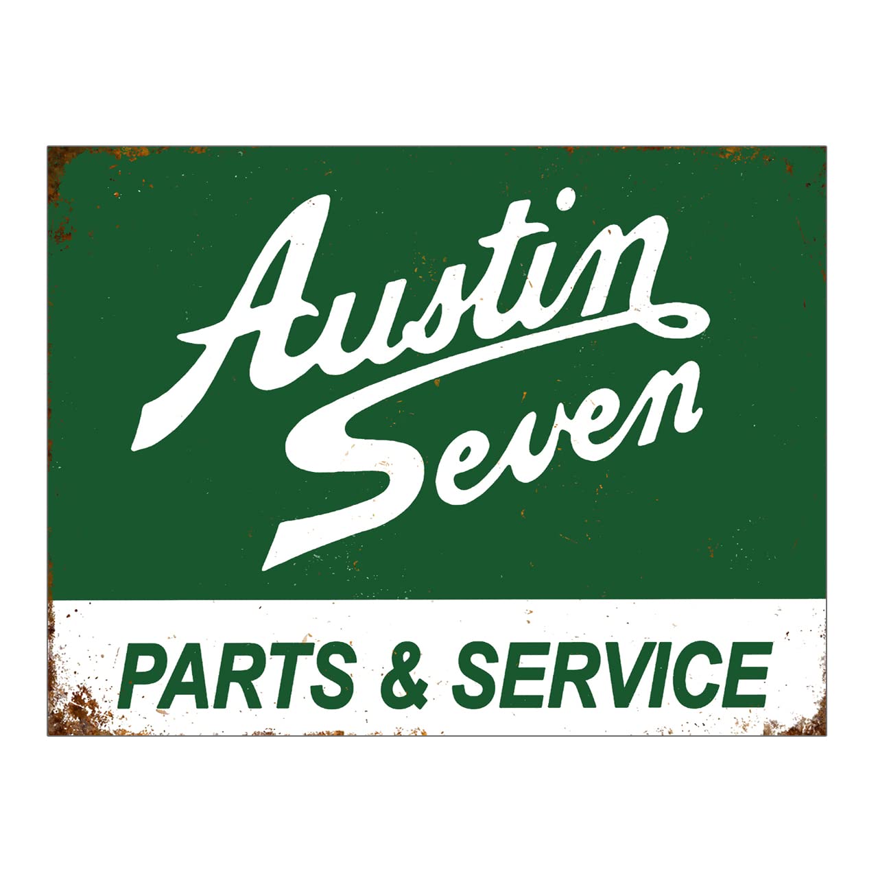 Metal Sign Plaque Austin Seven Parts & Service Green Garage 10x8in 12747