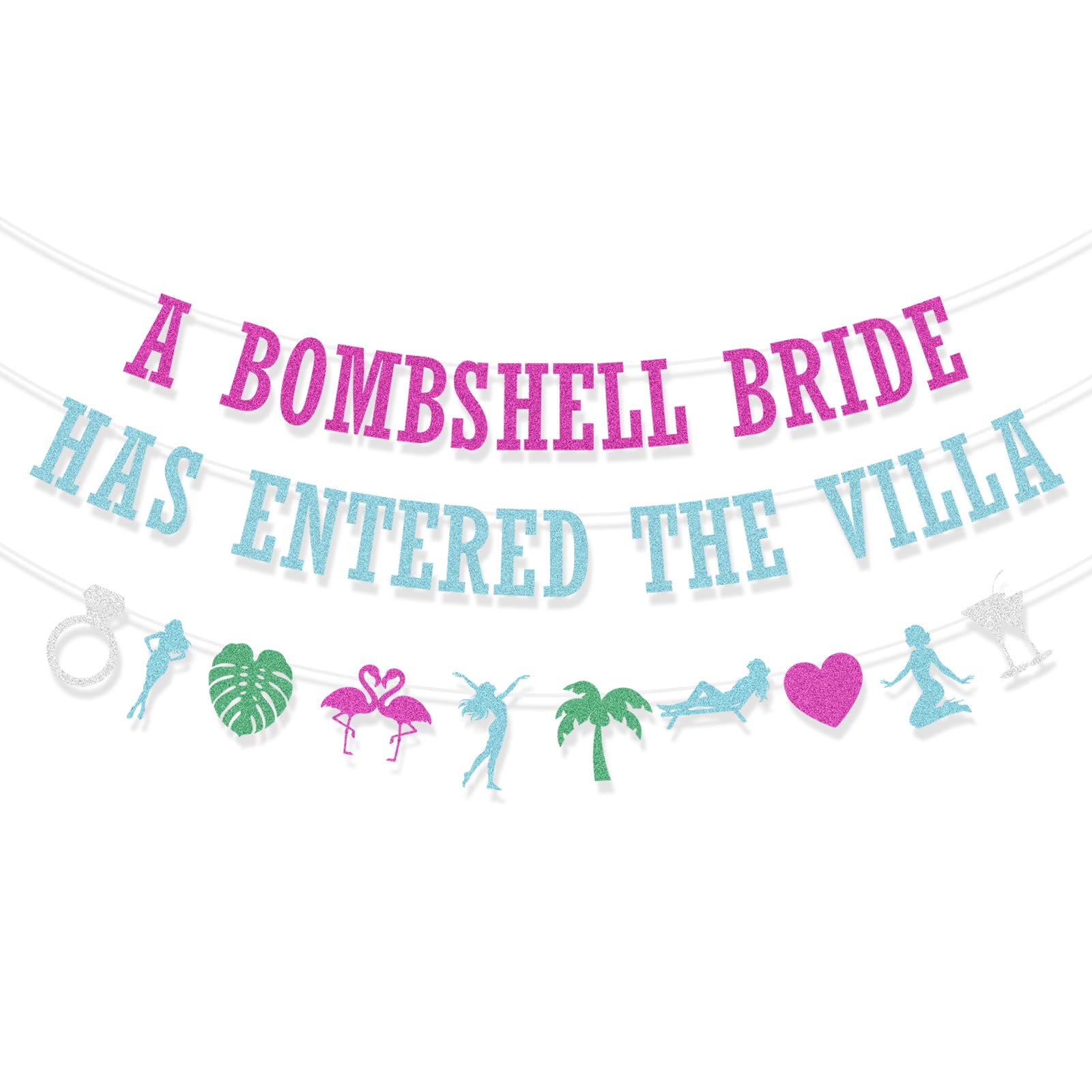 A Bombshell Bride Has Entered the Villa Banner, Beach Bachelorette Party Decorations Banner, Pre-Strung Decorations Supplies for Hanging Indoors & Outdoors