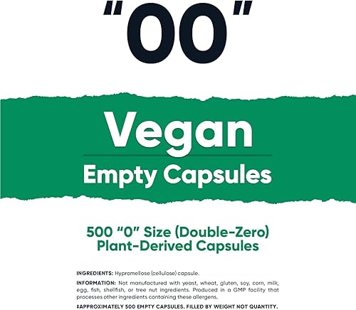 Miniatura 2 de Nutricost Cápsulas vacías tamaño 00 veganas  500 cápsulas transparentes vacías a base de plantas  Certificado Kosher, certificado Halal, sin OMG,