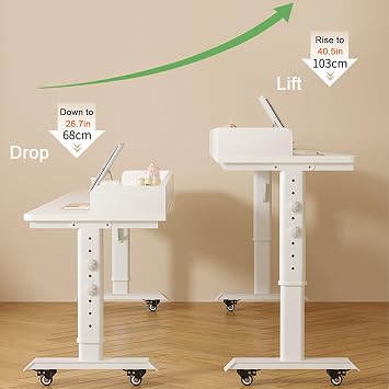 YVYKFZD Mobile Overbed Table with Wheels, Bedside Table King Size, Over Bed Table Adjustable Height, Standing Medical Over Bed Desk with Heavy Duty Metal Legs (Color : A, Size : 120x40cm/47.2x15.7in