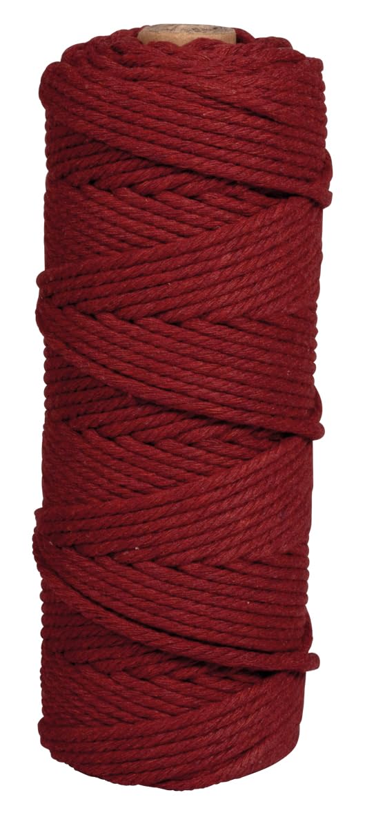 Rayher Macramé yarn, 3mm ø, wine-red, approx.210g, spool 70m, 44007290