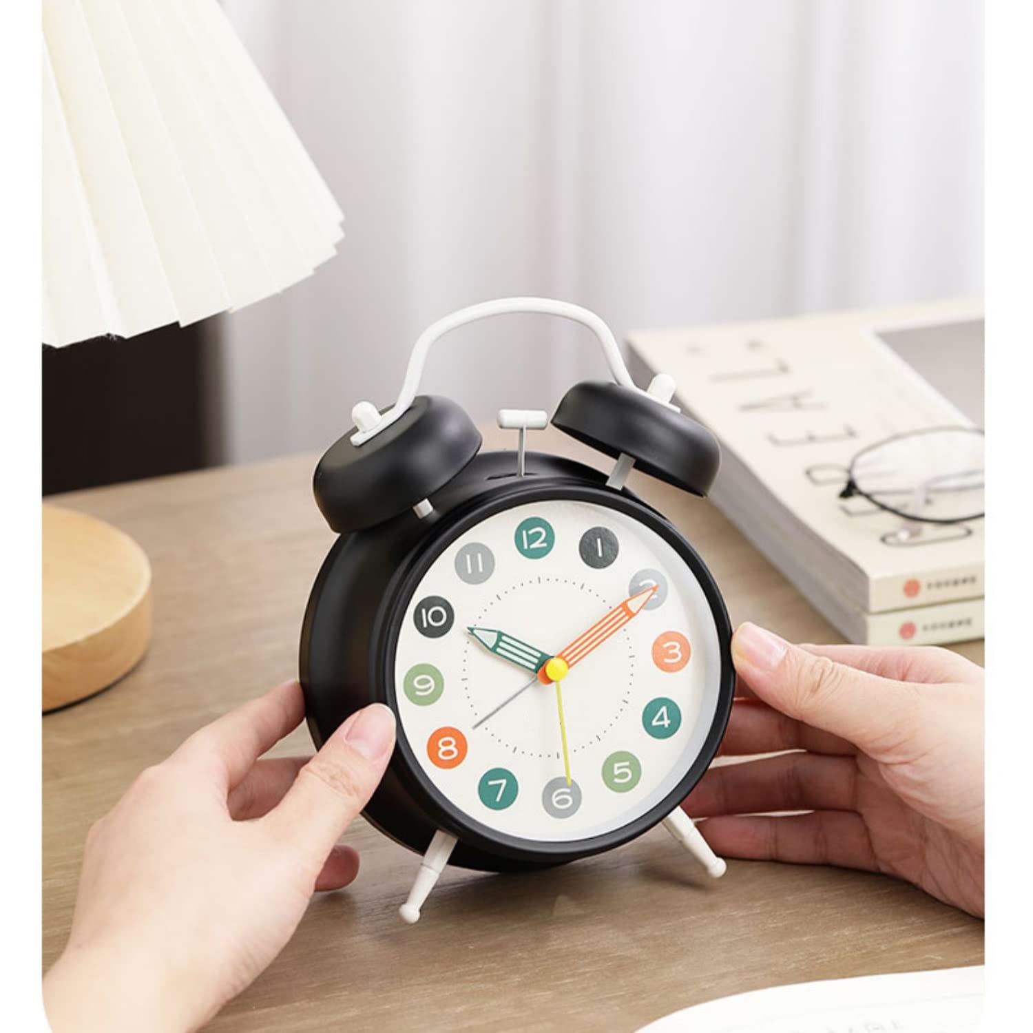 Despertador, Reloj de Noche con diseño Dibujos Animados(Black,3in)