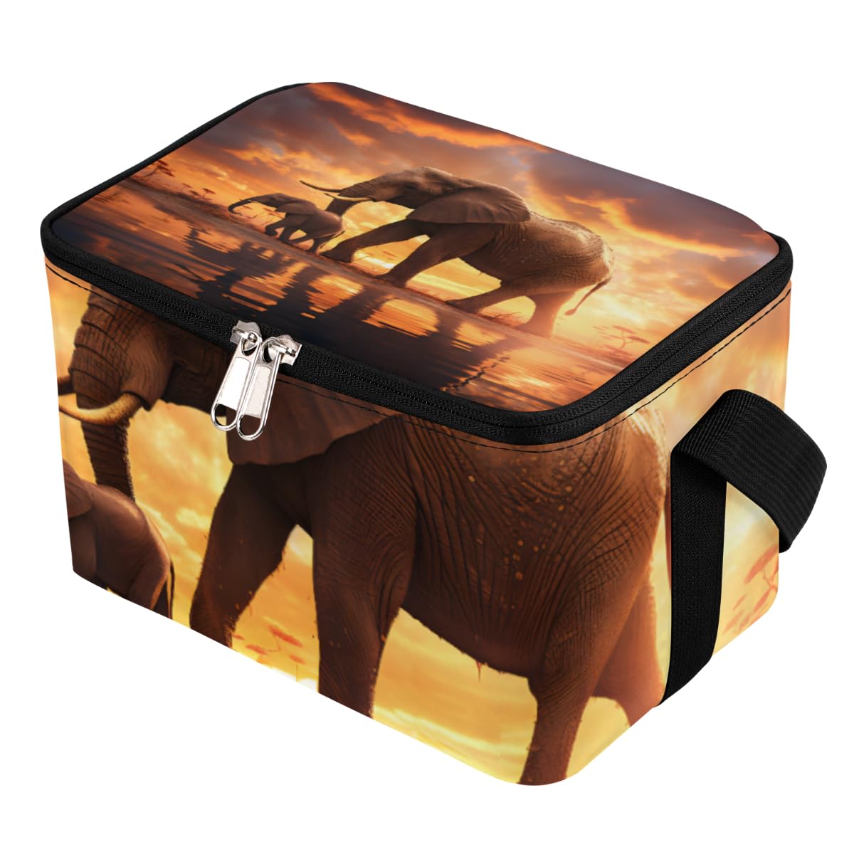 GzLeyigou Lunch Bags for Women Men 9 Cans,Elephant Walking Hot & Cold Food Delivery Bag Insulated Grocery Bag Insulated Lunch Box African Wildlife Cooler Bag for Office Work Picnic Beach
