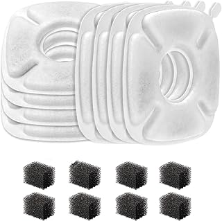 Allxin 4inch Cats Fountain Replacement Filters with Pre-Filter Sponges for 67oz, 95oz and 135oz Pet/Cat Automatic Water Fountain Dog Water Dispenser (8 Pack)