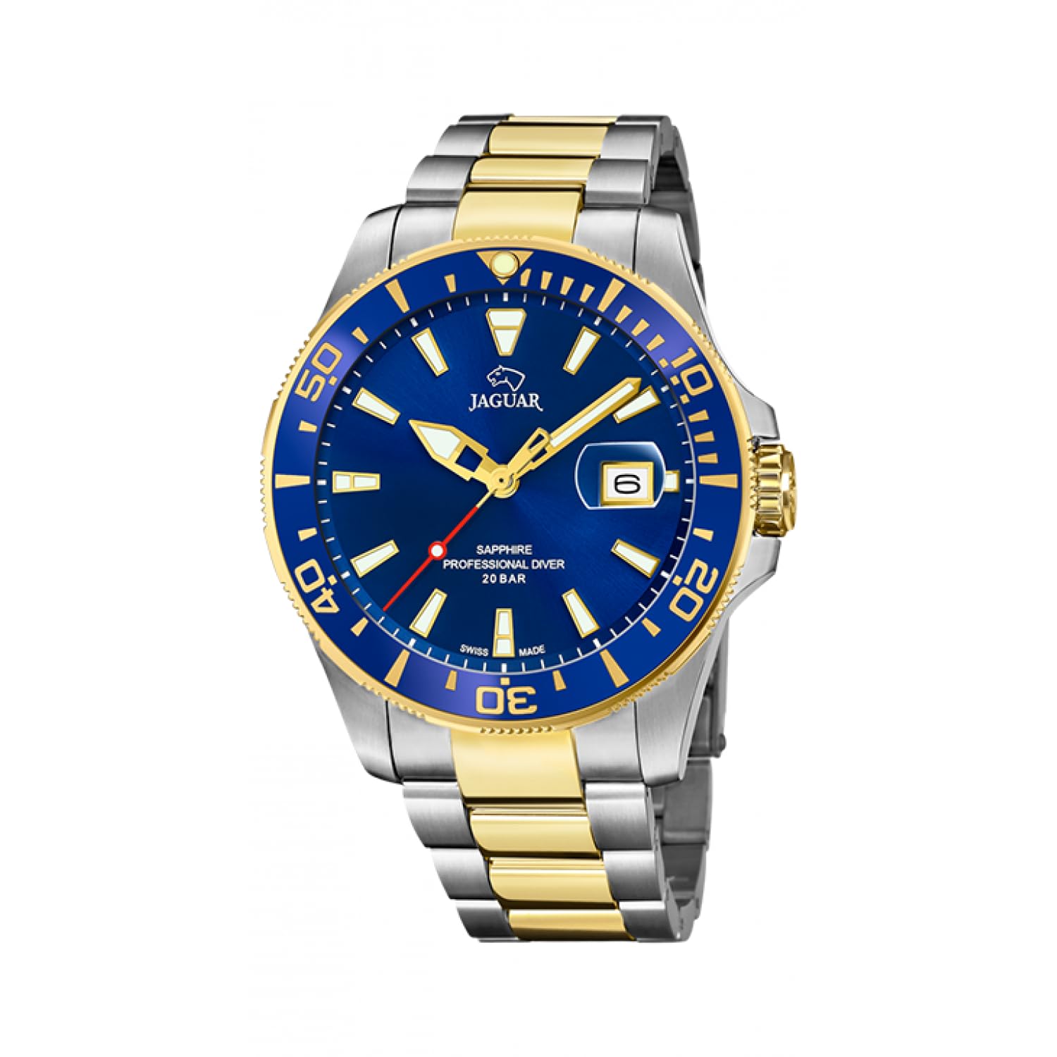 JAGUAR - Unisex Adult Watch Model J863 / C from the Executive Collection, 43.5 mm Blue case with Two-Tone Steel Strap for Men - J863/C