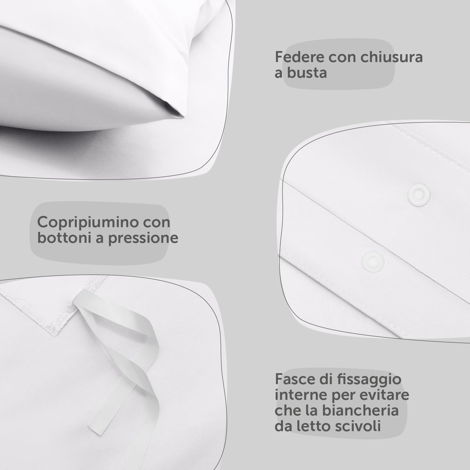 Blumtal Copripiumino Matrimoniale 250x200 e Federe 50x80 - Set di Lenzuola in microfibra extra morbida certificata Oeko-Tex, Set Copripiumino Matrimoniale con 2 Federe - 3 pezzi - Bianco