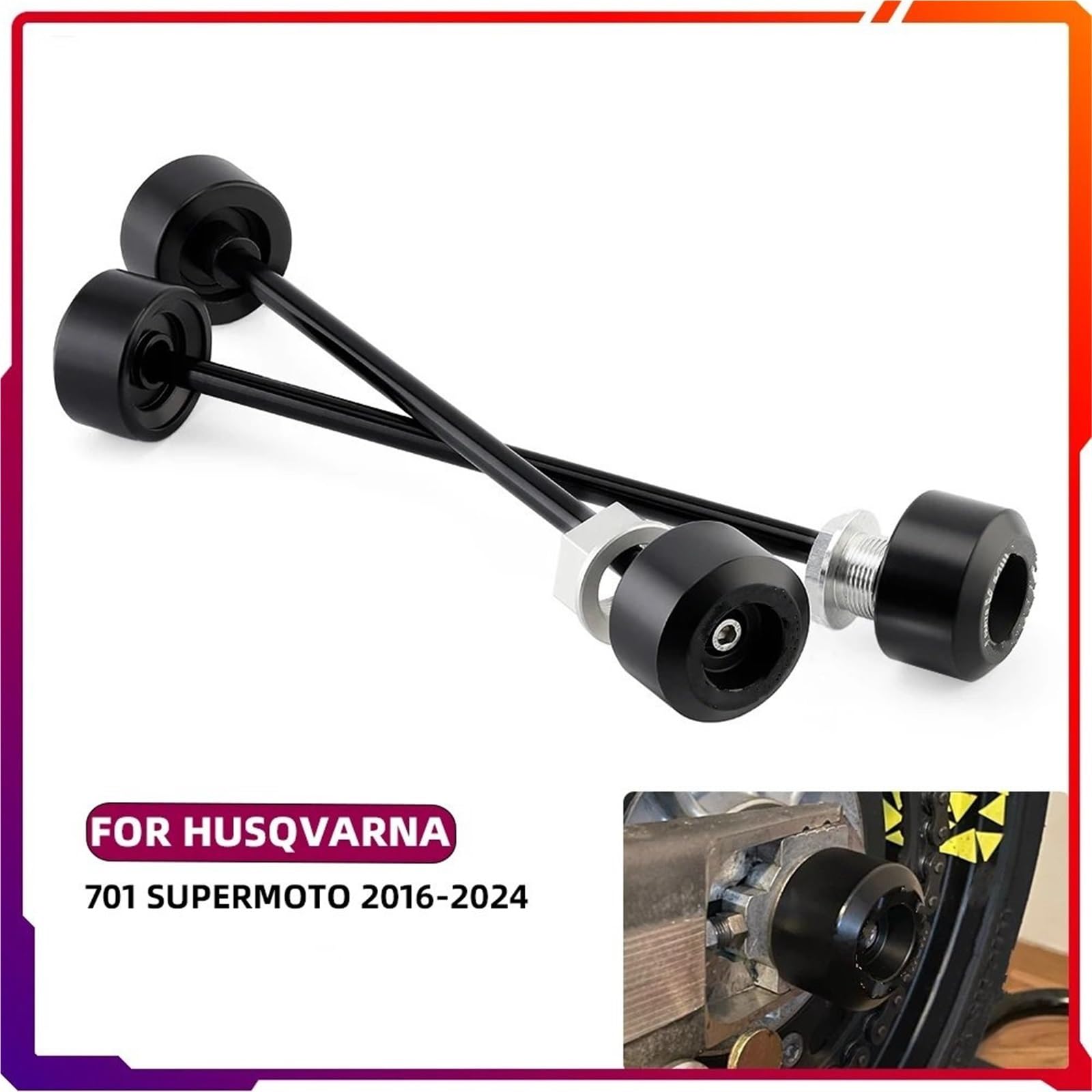 szpule motocykla wahacz Pasuje do motocykla Husqvarna 701 Supermoto Ochrona przednia tylna oś koła wrzeciona wahacza osłona suwaka Widelec Ramiona Szpule(Front and Rear)