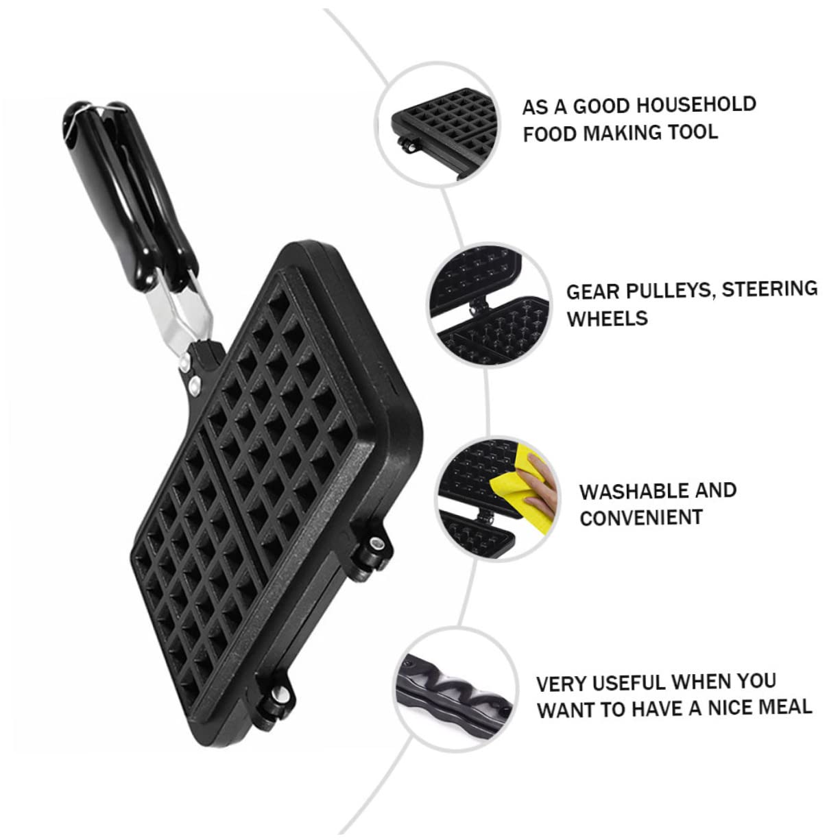 Sandwichmaker mit Antihaftbeschichtung aus Gussaluminium Waffelform Gasherd und Abwaschbarem Design für Kreatives Backzubehör Zuhause