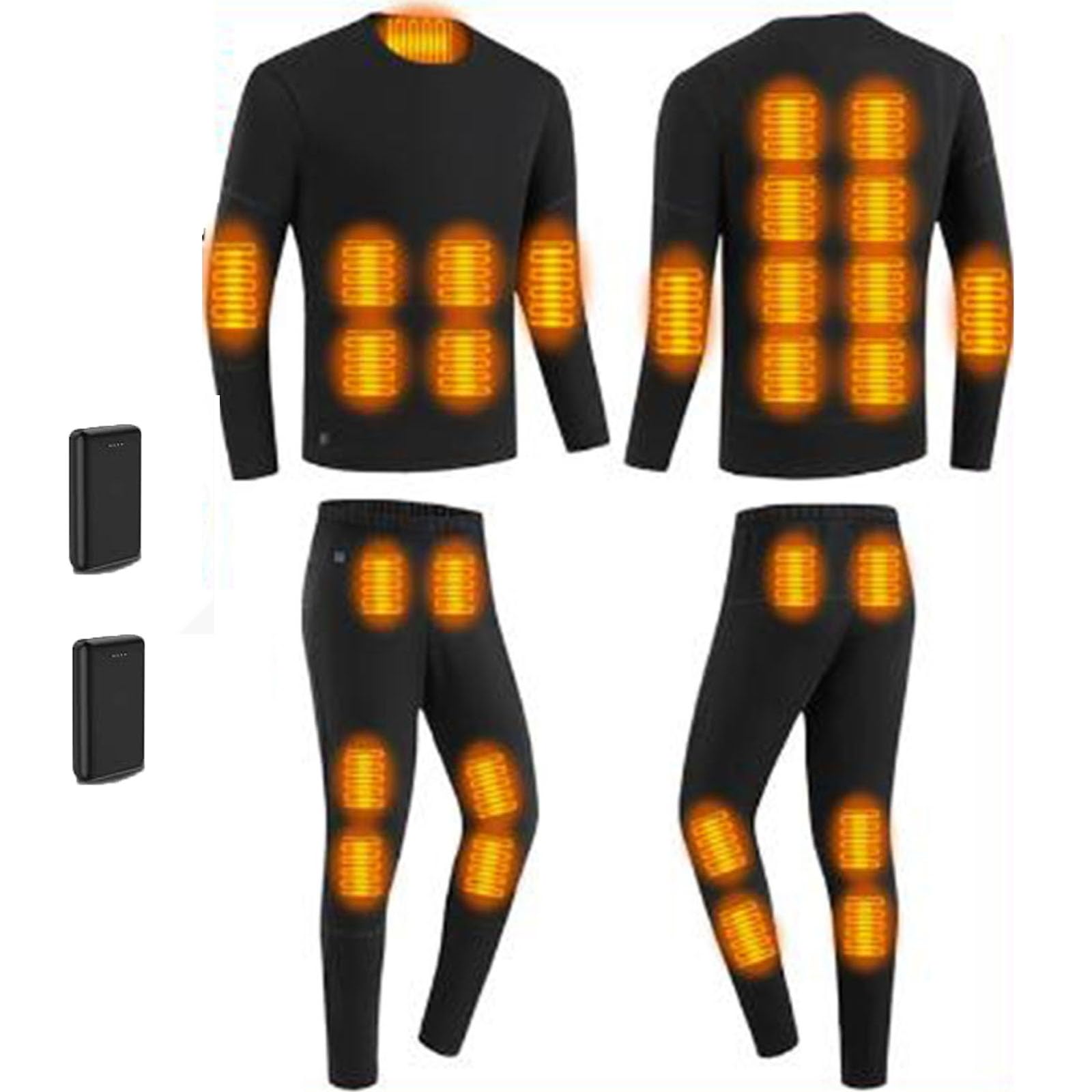 Ropa Interior Calefactable Mujer & Hombre, 28 Zonas Inteligente con Calefacción, Calefacción USB Ropa Interior Térmica Camisas y Pantalones de Capa Base