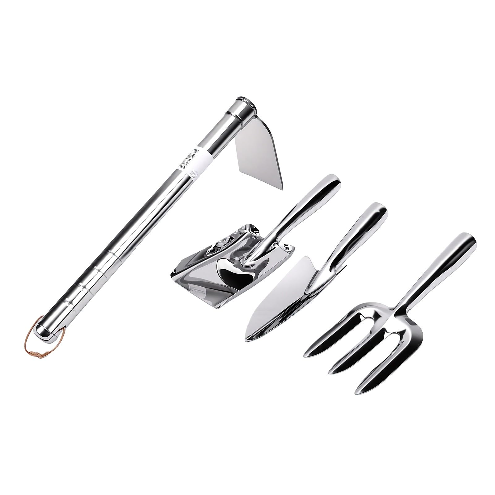 Zunate Set di 4 Zappe da Giardino in Acciaio Inossidabile, Pala da Scavo Portatile Leggera con Manico Antiscivolo, Cazzuole da Giardinaggio per Diserbo, Piantagione e Allentamento del Terreno