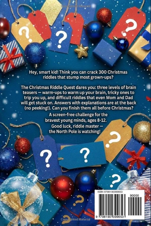 Christmas Gift for Kids: 300 Difficult Riddles and Brain Teasers for Smart Kids Ages 8-12 — A Fun Activity Book and Stocking Stuffer the Whole Family Will Love image 3