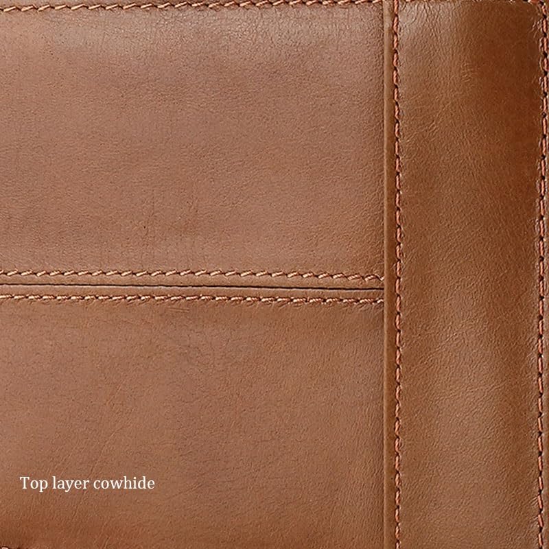 Men's wallet Top Grain Leather Wallet for Men Business Multiple Card Slots Money Clips for Father，Husband(D)4