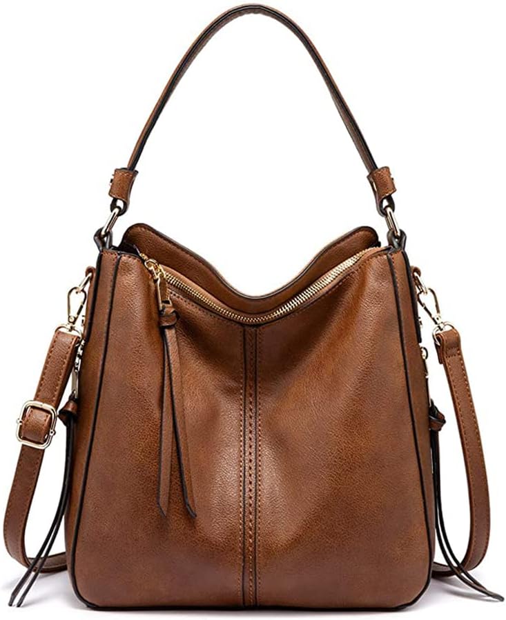 Zibuyu� Tote Handbag for Women, Girls Stylish Fashion Faux Leather Tote Shoulder Bag Classic Solid Color Shoulder Tote Bag for Women & Girls Crossbody Bags for Girls & Women Gift - 1