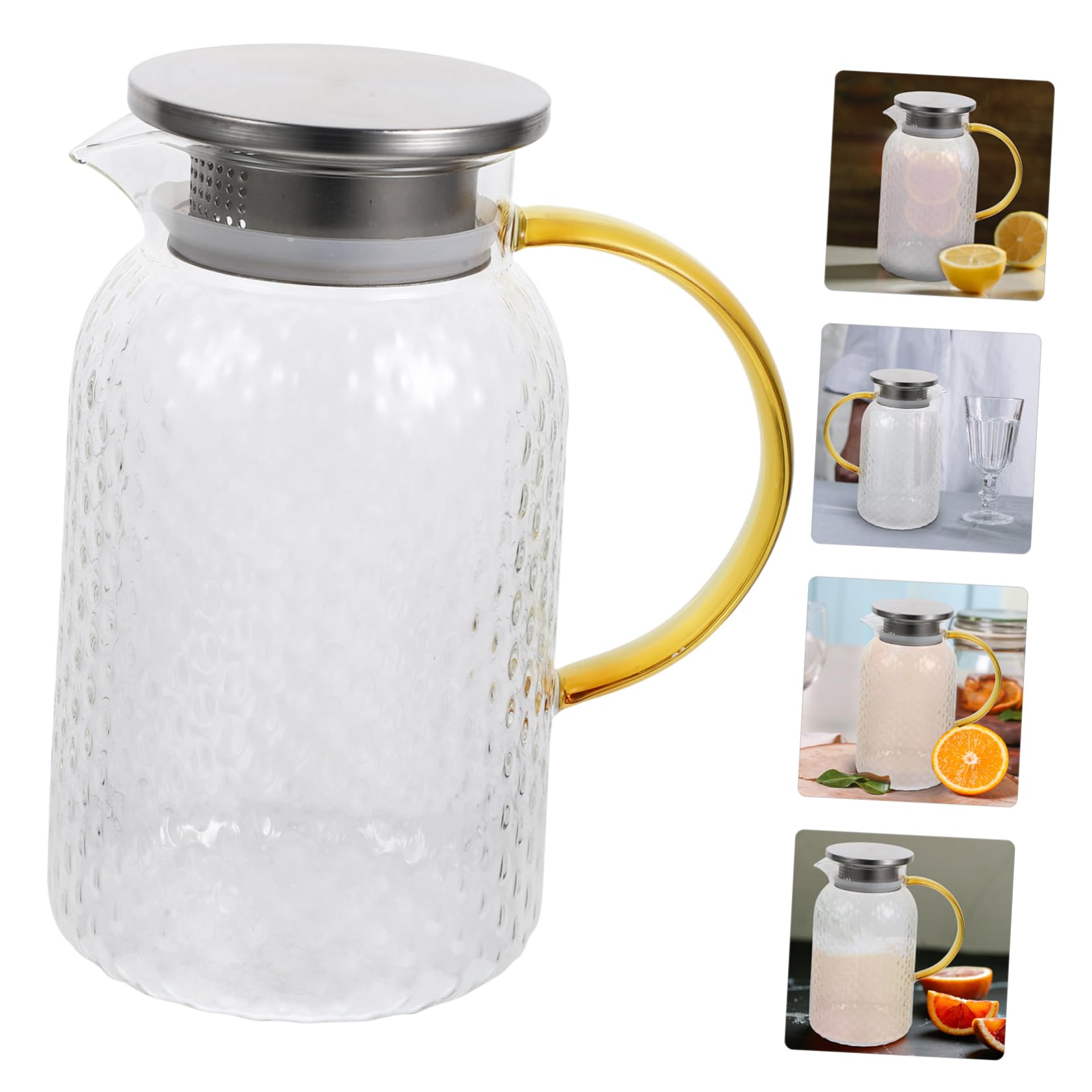 LABRIMP Jarra Vidrio de Gran Capacidad Hervidor Resistente Calor para Fría para Leche y Bebidas