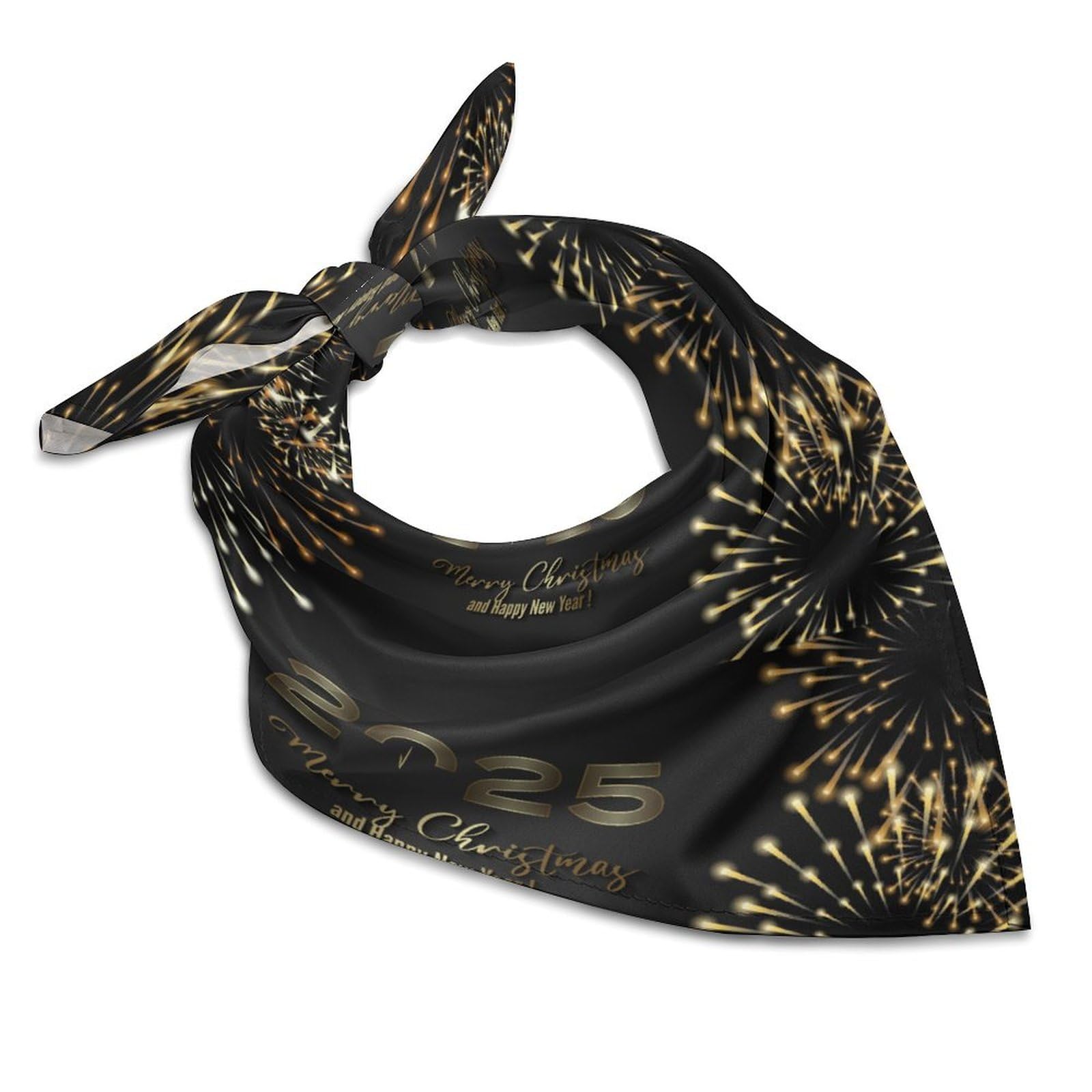 Csemeie Happy New Year 2025 Bandana Hair Scarf Headband Adjustable Neckerchief for Men Women Decor