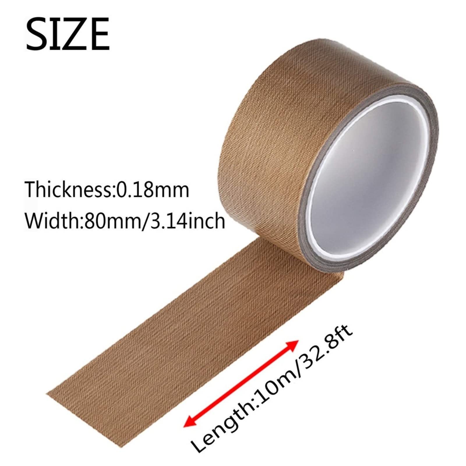 Nastro in teflon, nastro PTFE, nastro a farfalla ad alta temperatura per sigillatore, lunghezza 10 m/32,8 m, spessore 0,18 mm, larghezza (80 mm)
