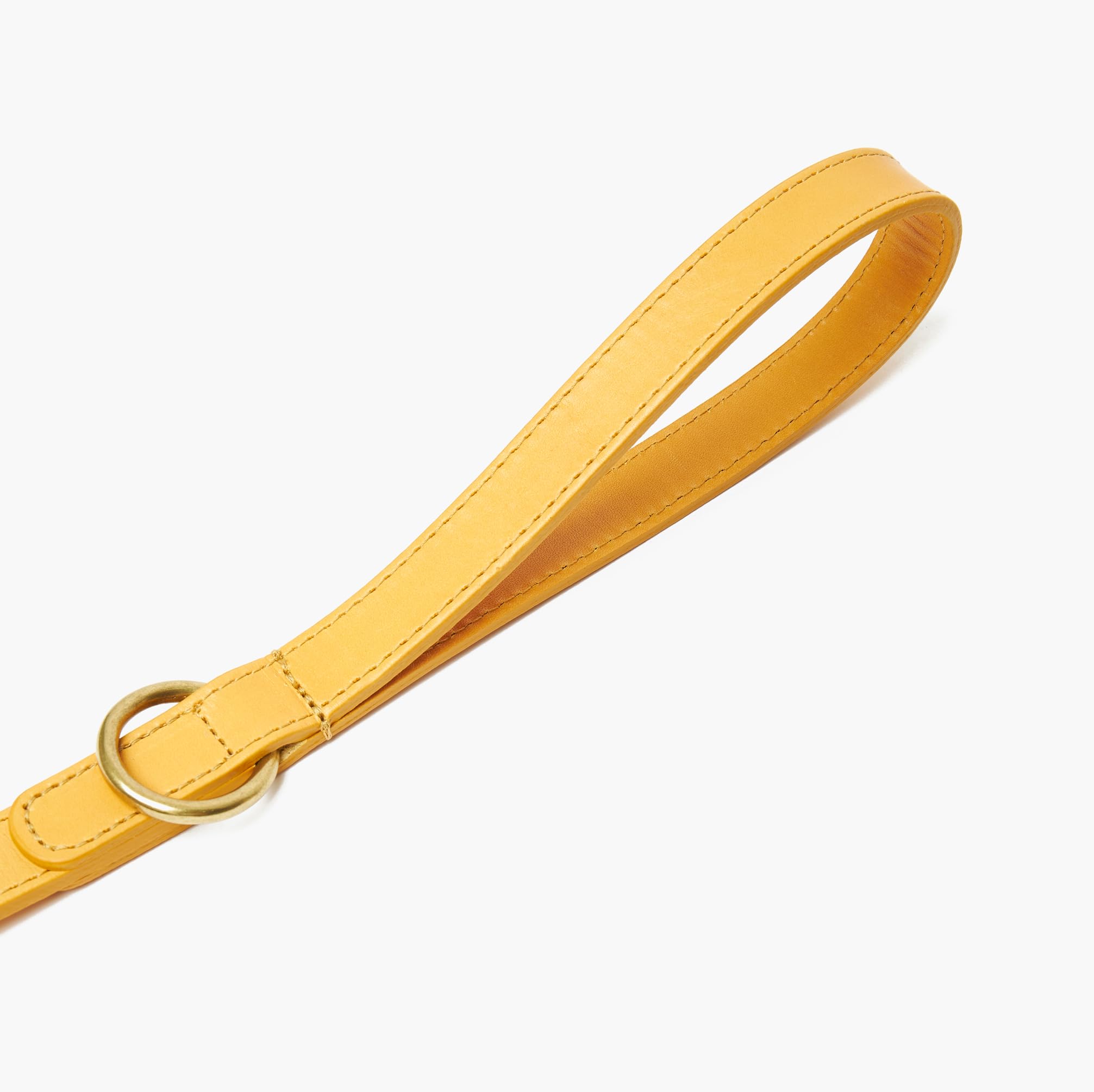 The Stately Hound Leather Dog Lead – Hand-Stitched Genuine Leather, Durable Gold Hardware, Strong & Comfortable Dog Leash for Walking & Training (Yellow, Slim)