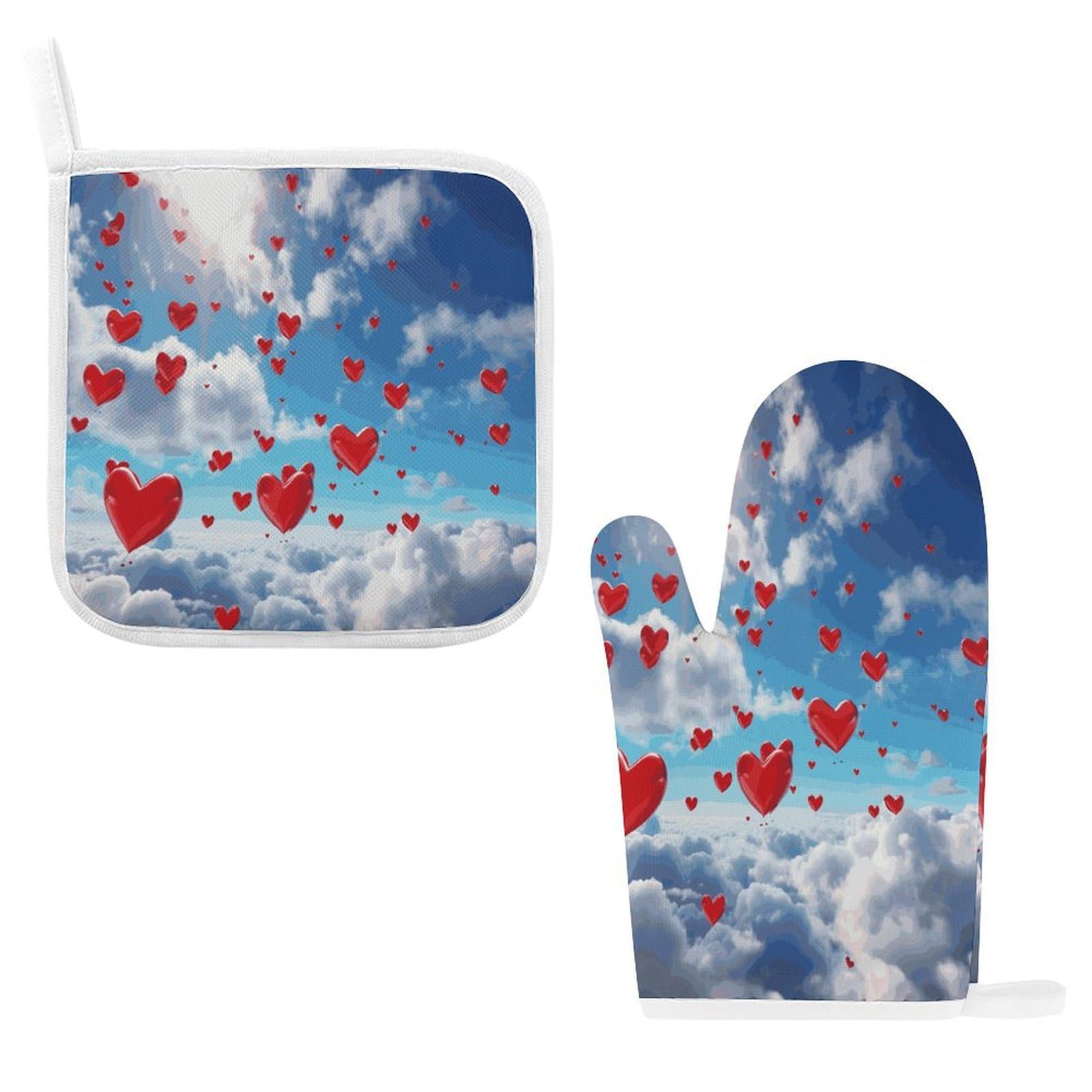 Btcowzrv Style Hearts In The Sky Oven Mitts And Pot Holders 2Pcs Set