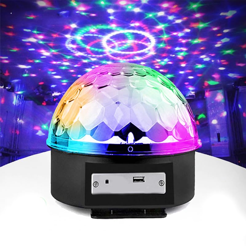 LED Bluetooth Decorative Light Crystal Ball Music Player Colorful Lighting Remote Control Rotatable Direct Power UK Plug