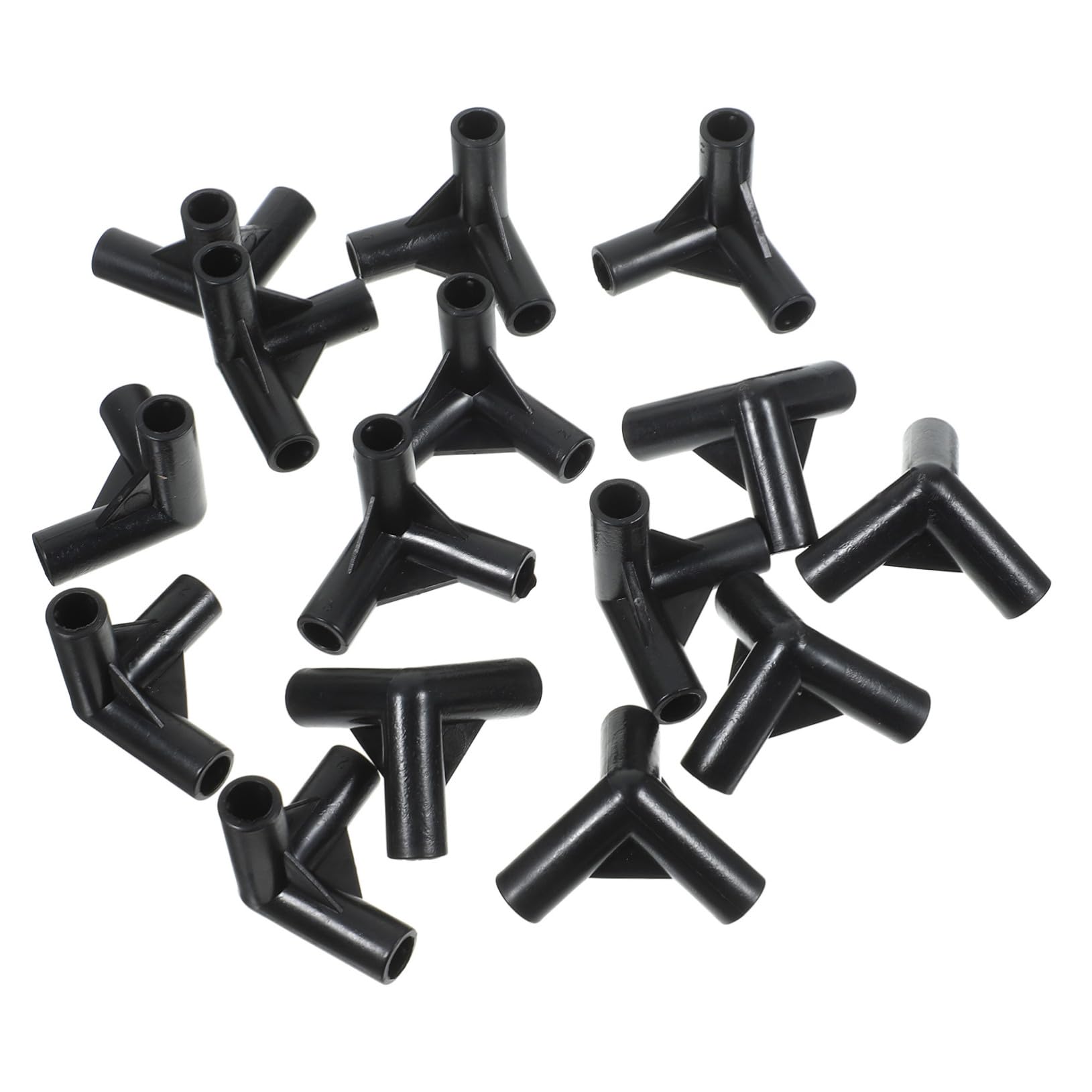 Connecteurs à 3 Voies pour Poteaux de Tente, Accessoires pour Armature de Tente Auvent, 24 Pièces Noires, Fixation Patio Extérieur, Remplacement Solide et Léger en PE Robuste