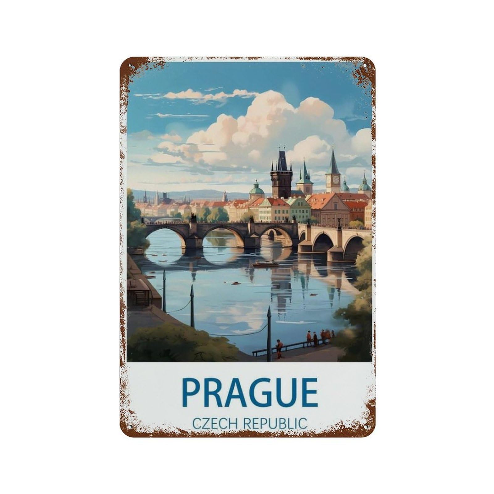 Metal Sign，Prague Czech Republic，Tin Signs New Year Easter Wall Decoration Bar Pub Family Cafe Signs Men Cave Gifts for Friends Family Fun Signs Nice Sign(15x30cm）6x12 inch-R40