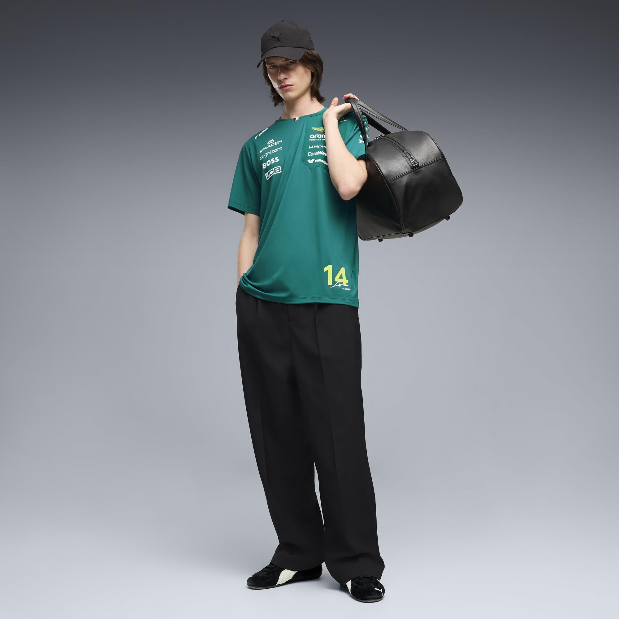 PUMA Aston Martin F1 Herren 2026 Fernando Alonso Team-T-Shirt – Grün | Alle neuesten Team- und Partnerlogos, Kurzärmel mit Rundhalskragen, Offizielle lizenzierte Replica-Sammlung