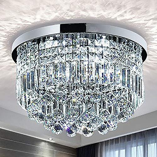 Lustre en cristal moderne à montage encastré pour petits plafonds