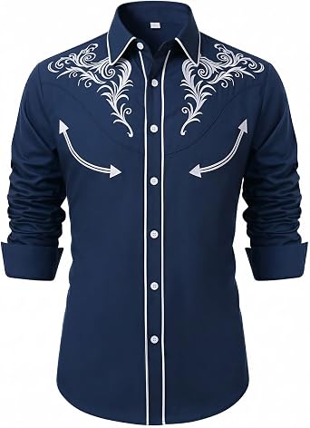 BELTROAD Cowboy Shirts for Men Western Long Sleeve Shirt Button Down Shirt