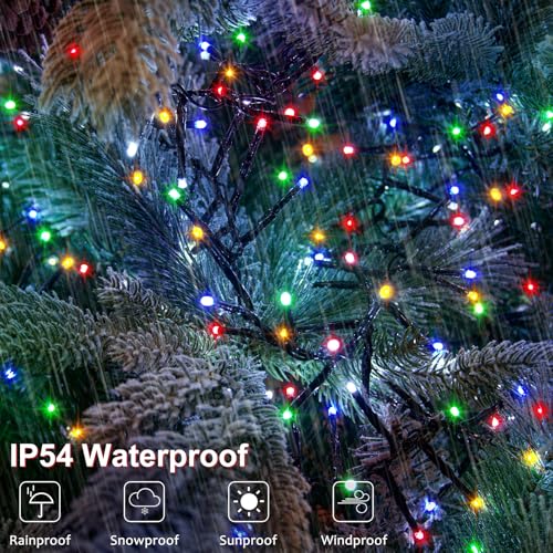 Image of 2 Pack Dual Color Changing Battery String Lights (Warm White & Multicolor) | Total 20Ft 400 LED Christmas Cluster Lights with Timer 11 Modes Waterproof Firecracker String Light for Tree Garden Decor