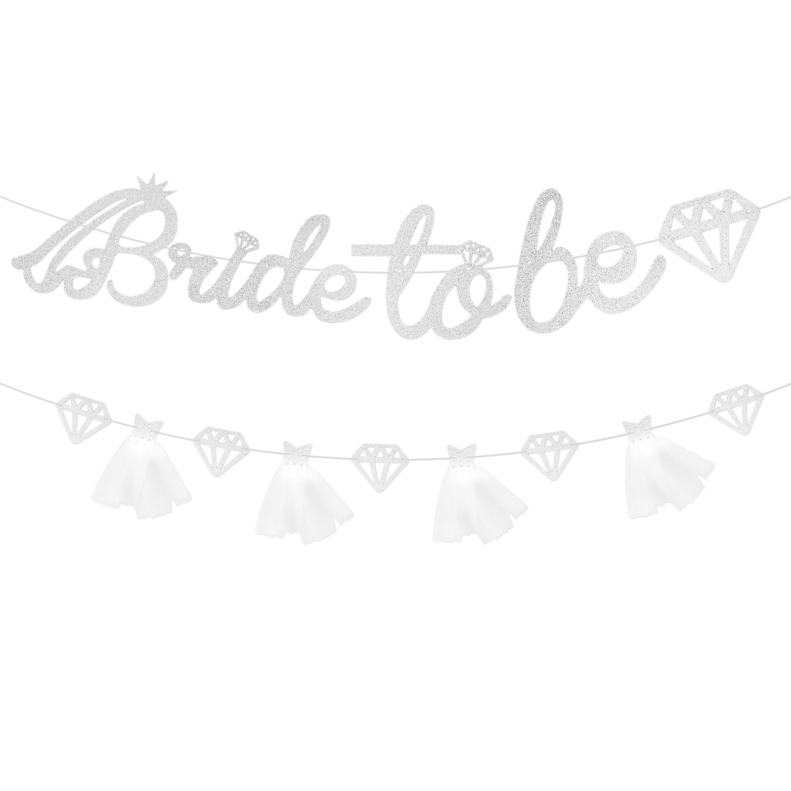 Srotmirw Silver Glitter Bride To Be Banner