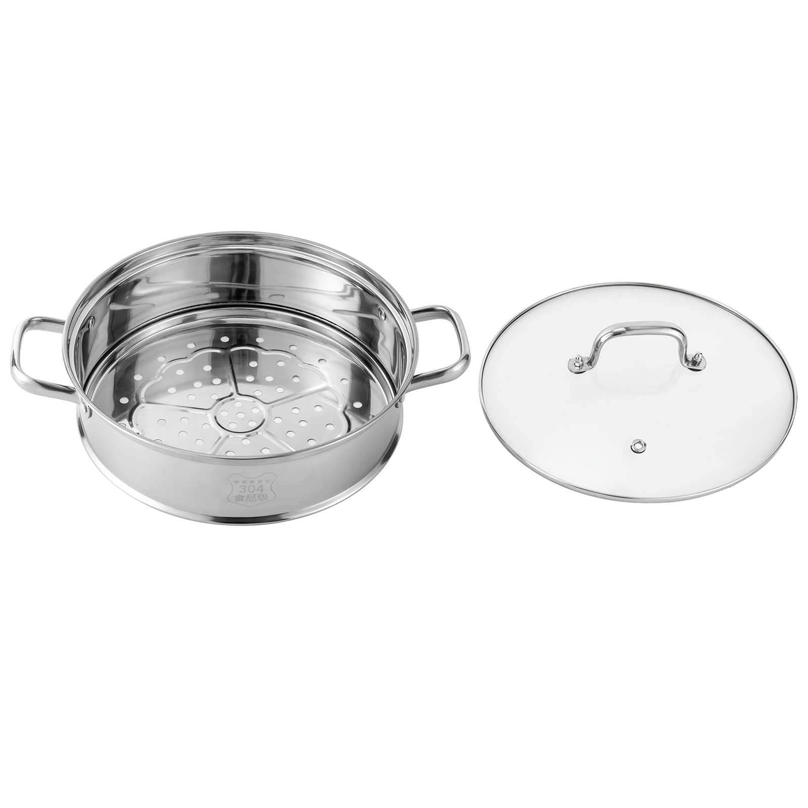 5 Etagen Dampfgarer, Edelstahl Dampfkocher, Dampftopf für Gas, Induktion, Elektro, Keramik (28cm)