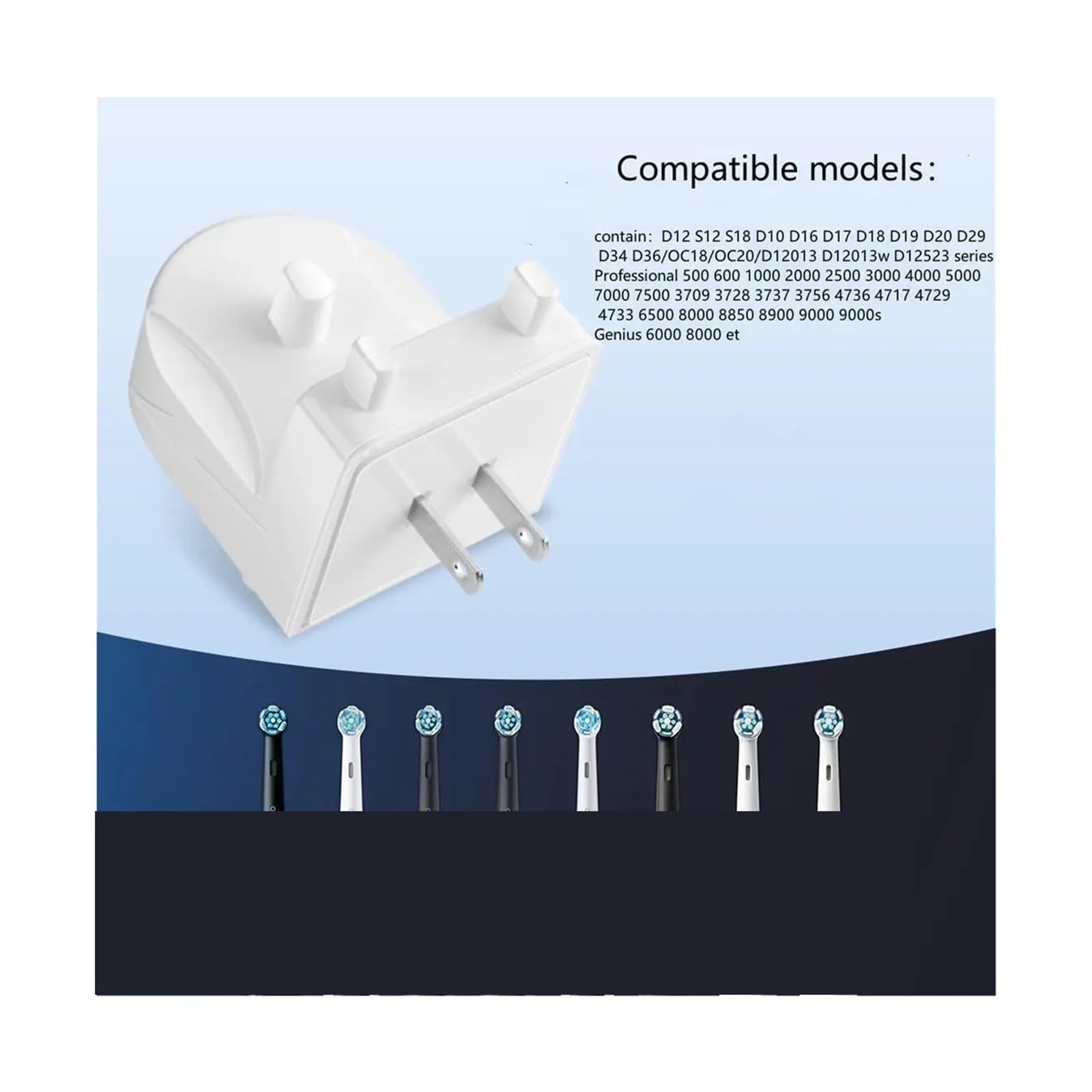 Caricabatterie da parete per spazzolino elettrico, compatibile con Oral-B e Braun, resistente all'acqua (US White)