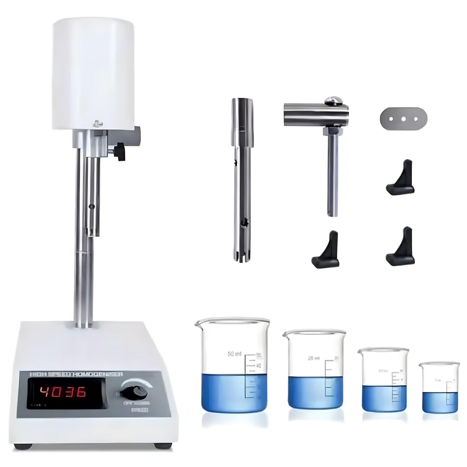 Homogeneizador Digital de Alta Velocidad, Emulsionante Dispersante de Laboratorio con 2 Cabezas Homogeneizantes, Pantalla Digital, 8000~22000 Rpm Ajustable