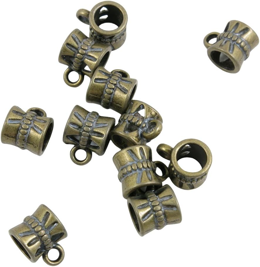 1380 PCS Antique Bronze Tone Jewelry Making Charms Findings Suppliers F1XD1S Bowtie Tube Bead Bail Cord Ends