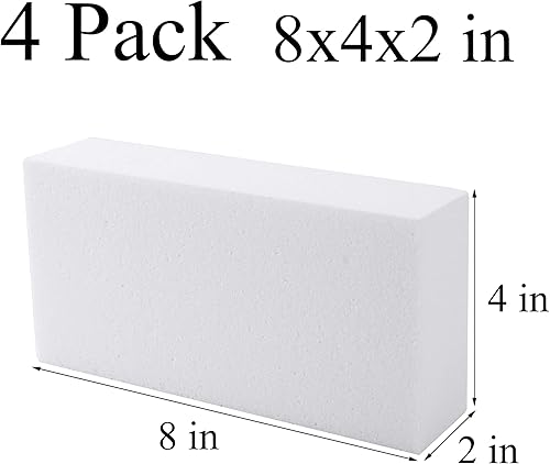Miniatura 2 de AMZQNART Paquete de 4 bloques de espuma para manualidades, ladrillos de espuma de poliestireno cuadrados de 8 x 4 x 2 para escultura artística,